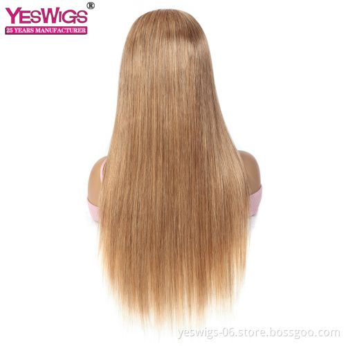 YESWIGS 150% Density Silky Straight Human Hair 13*4 Inch Lace Front Wig Hot Sale Color Wig Transparent Lace wig